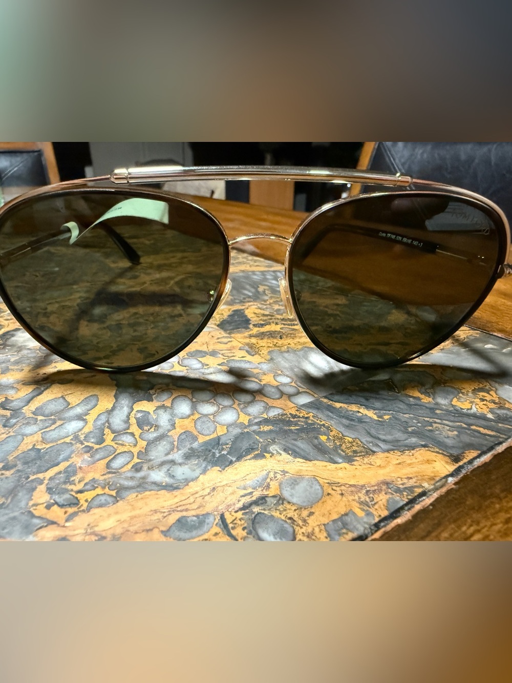 Tom Ford Curtis FT0748 Aviator Sunglasses Gold Tortoise Green Lens NEW $495 - Picture 2 of 10